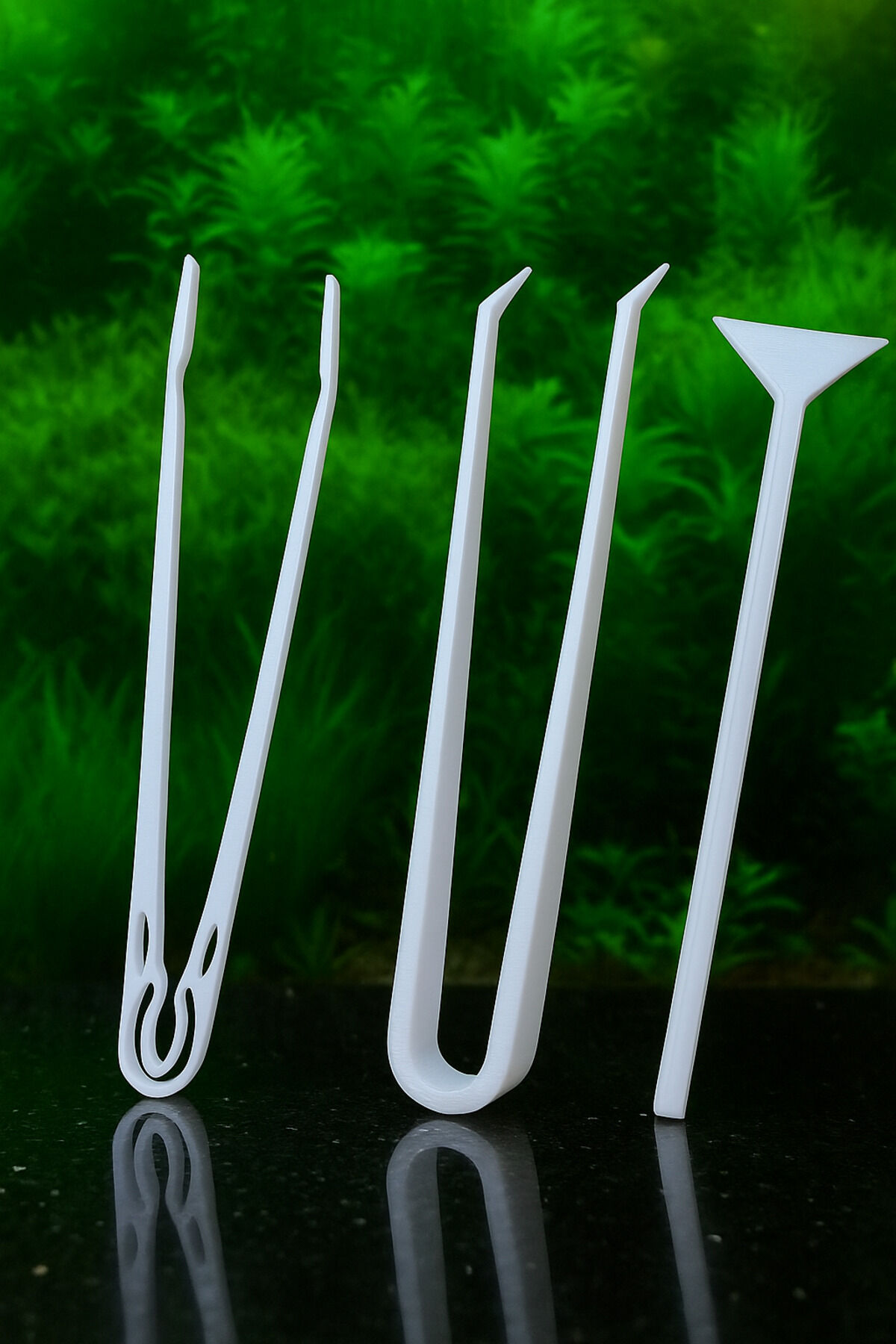 Akvaryum Bitki Düz & Eğik Cımbız + Cam Kazıyıcı Spatula – 3’lü Profesyonel Bakım Seti 26 cm